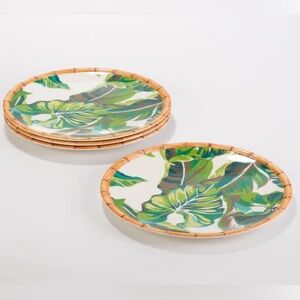 Tommy Bahama Large Palm Bamboo Salad Plates. Set of 4   100% Melamine. NEW!!